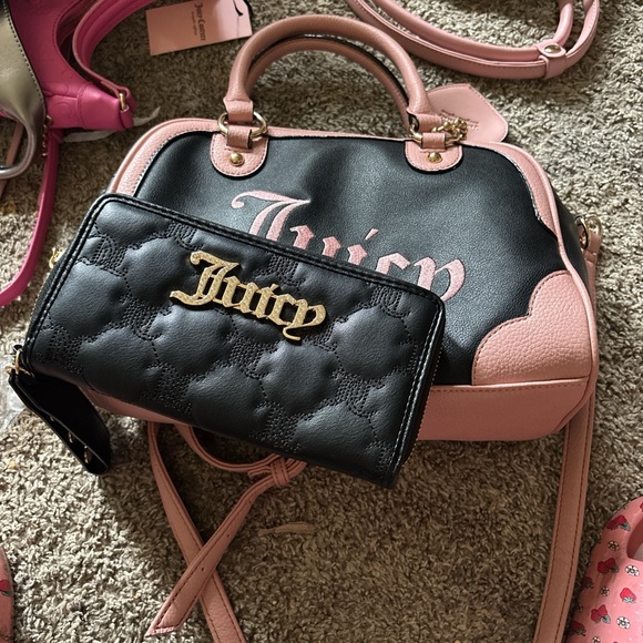 Juicy Couture Handbags - Juicy Couture Black and Pink Two-Tone Satchel with Black Juicy Wallet